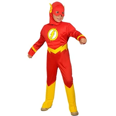 Afbeelding van The Flash costume disguise boy official DC Comics (Size 8 10 years) with padded muscles
