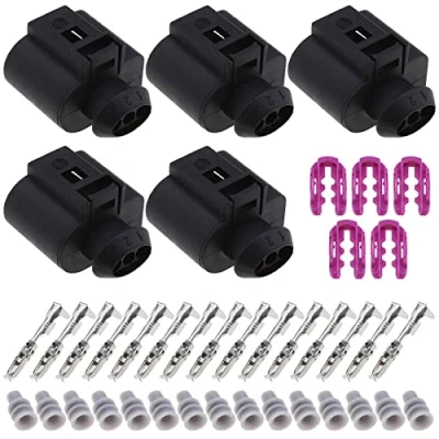 Afbeelding van ECSiNG 5 Sets Auto 3 Pin Vrouwelijke Connectoren Met Terminals &amp; Seals Sensor Plug Kit 3D0973703 1J0973703 Waterdichte Reparatie