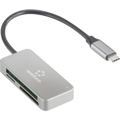 Afbeelding van Renkforce RF PCR 210 Externe geheugenkaartlezer USB C 5Gbps Zilver
