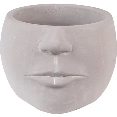 Afbeelding van Clayre &amp; Eef Bloempot Gezicht 17x15x10 cm Grijs Steen binnen