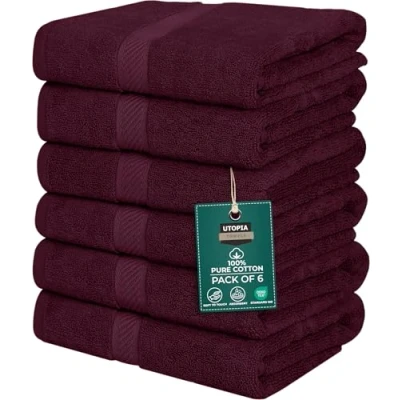 Afbeelding van Utopia Towels [6 stuks badhanddoekenset, 100% ringgesponnen katoen (61 x 122 cm), middellichte en zeer absorberende, sneldrogende handdoeken, premium handdoeken voor hotel, spa badkamer