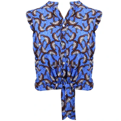 Afbeelding van Blouse Shanti Fantasieprint Kobaltblauw One Size (Maat 36 t/m 40)