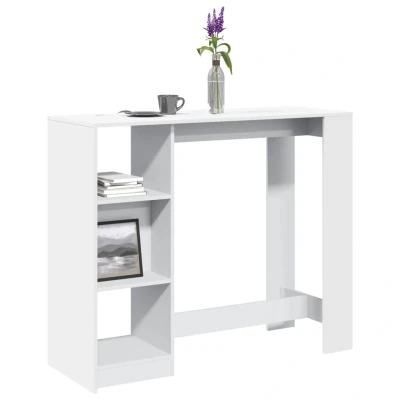 Afbeelding van vidaXL Bartafel met schap 124x46x103,5 cm bewerkt hout wit