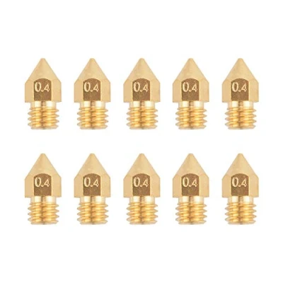 Afbeelding van 10 stks 3D Printer 0.4mm Extruder Messing mondstuk Print Hoofd M6 Schroefdraad voor Makerbot Reprap MK8 1.75mm ABS PLA