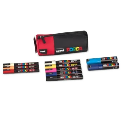 Afbeelding van Faber Castell uni ball 205089 POSCA Marker Set, 10 pennen en een etui, voor werk, hobby vrije tijd