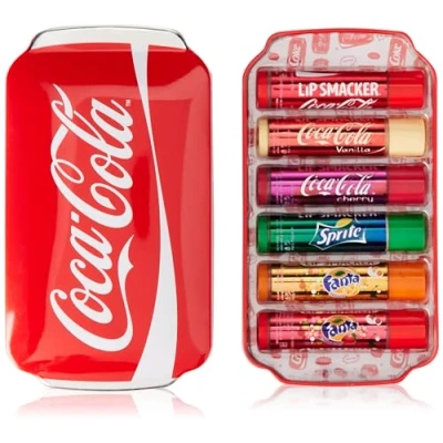 Afbeelding van Lip Smacker Coca Cola Tin Collection, Set Van 6 Burrocacao Assorti Met Authentieke Smaak Cola, Fanta En Sprite