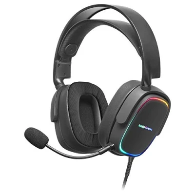 Afbeelding van Mars gaming MHAX zwart, RGB hoofdtelefoon + afneembare microfoon, 53 mm HiFi