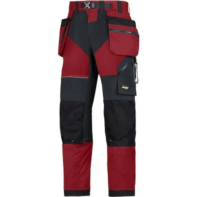 Afbeelding van Snickers FlexiWork Stretch Werkbroek+ holsterzakken 6902 Mannen Rood/Zwart 48