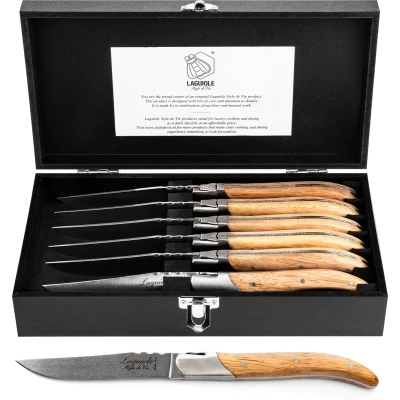Afbeelding van Steakmes Laguiole Style de Vie Luxury Line Eikenhout Stonewash (6 Delig)