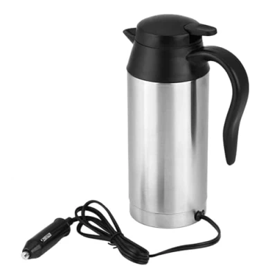 Afbeelding van Jadeshay 12 V waterkoker, autowaterkoker, roestvrij staal, auto koffiebeker met sigarettenaansteker, oplader, 750 ml, V, elektrische ketel