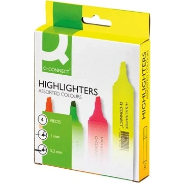 Afbeelding van Q CONNECT markeerstift, geassorteerde kleuren, etui van 4 stuks markeerstift