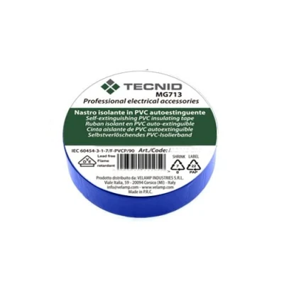 Afbeelding van PVC Insulation Tape 0.13mm Thickness 19mm x 25m blue VDE Certified Waterproof Heat Resistant Self Adhesive Perfect for repairing bonding electrical work