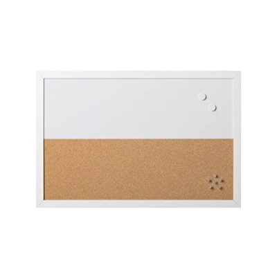Afbeelding van Bi Office, Combitafel whiteboard en memoboard elementen, magnetisch, droog afwisbaar/kurk, wit MDF frame, 60 x 40 cm
