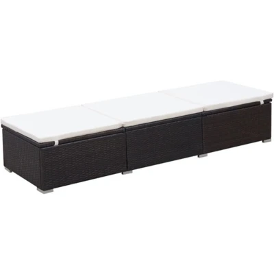 Afbeelding van Ligbed met kussen poly rattan bruin