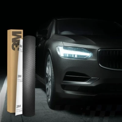 Afbeelding van 3M 2080 Car Wrapping folie 30 x 152 cm zelfklevende autofolie voor auto, motorfiets, boot, 3D lakbeschermingsfolie met luchtkanalen het aanbrengen van (CFS12 koolstofvezel, zwart)