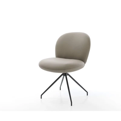Afbeelding van Eetkamerstoel Nube Flex kruisframe conisch zwart echt leer mud pocketveer kern 180 draaibaar