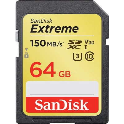 Afbeelding van Sandisk SDXC kaart 64GB, Extreme, U3, UHS I, 4K UHD 150MB/s, (W) 40MB/s, blisterverpakking