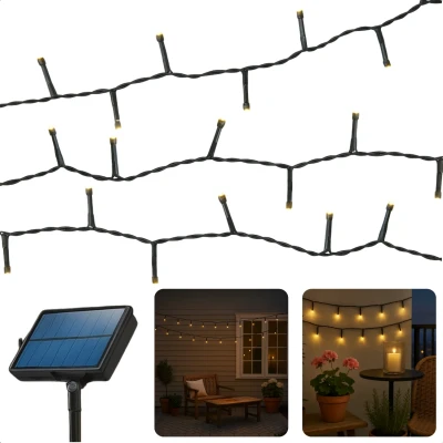 Afbeelding van Cheqo Solar Lichtsnoer Kerstverlichting Buiten Kerstboomverlichting Cluster Verlichting 21.5 Meter 480 Led Met Afstandsbediening Warm W