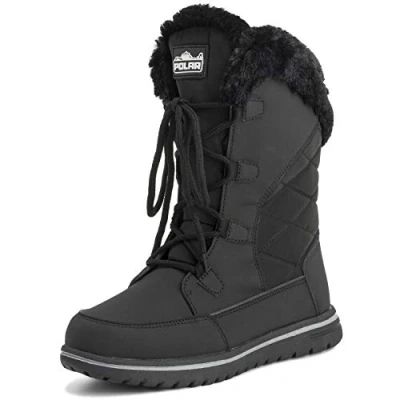 Afbeelding van Gewatteerde outdoor manchet sneeuw eend waterdichte veterlaarzen van imitatiebont 7 BLK40 AYC0540