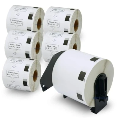 Afbeelding van BETCKEY Etiketten voor Vervanging van Brother DK 11209, 62mm x 29mm, Zwart op Wit, 4800 Kleine Adreslabels Compatibel met QL etiketprinter, 6 Rollen SLECHTS 1 Etikettenhouders