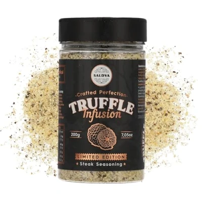 Afbeelding van Premium Truffle Steak &amp; BBQ Rub Limited Edition Gourmet Seasoning Infused with Truffles for Luxurious Flavour Unique Blend of Spices Large Jar (200g)
