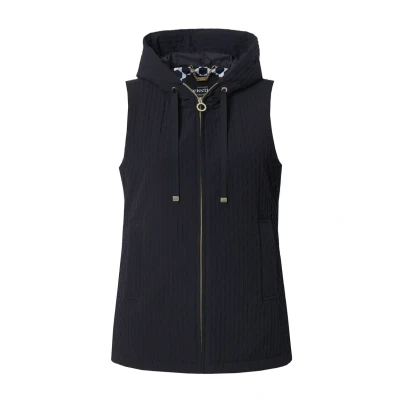 Afbeelding van Ulla Popken Textured Hooded VEST Bodywarmer, Dames, Maat: 42/44, Black