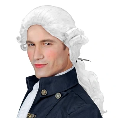 Afbeelding van Middeleeuwen &amp; Renaissance Kostuums Pruik, Graaf Nelson Wit Carnaval kostuum Verkleedkleding