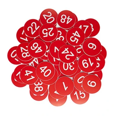 Afbeelding van Kunststof nummerlabels gegraveerde genummerde tags ID sleutelhangers zonder gat (1 50, rood)