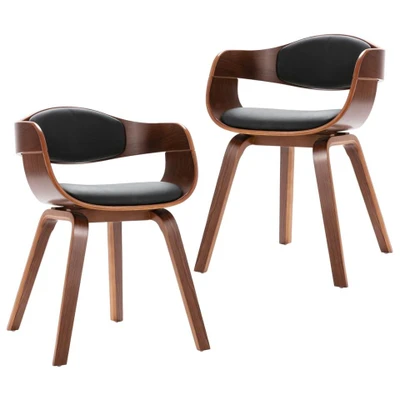 Afbeelding van Eetkamerstoelen 2 st gebogen hout en kunstleer