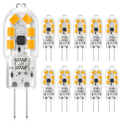 Afbeelding van Eco.Luma G4 ledlampen, 2 W, warmwit 3000 K, vervanging voor 20 W halogeenlampen, 12 V, flikkert niet, niet dimbaar, spaarlamp, verpakking van 10 stuks
