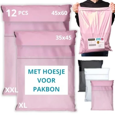 Afbeelding van EMBALLAX 12 Verzendzakken Kleding Vinted MET HOESJE voor PAKBON 2 Maten XL/XXL ONDOORZICHTIG/DUURZAAM/WATERDICHT Verzendenvelop van Kunststof Verzendtas tassen pakketten