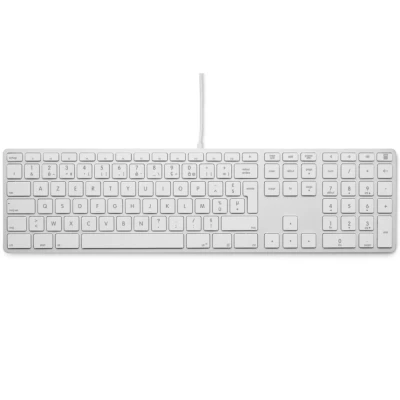 Afbeelding van LMP Bedraad Aluminium Toetsenbord voor Windows met dubbele USB aansluiting en numeriek keyboard 110 keys AZERTY (FR) Zilver/Wit
