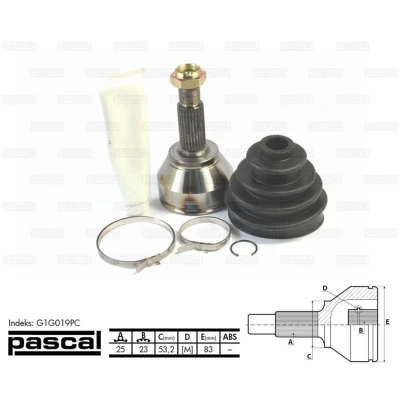 Afbeelding van Homokineet reparatie set, aandrijfas PASCAL G1G019PC