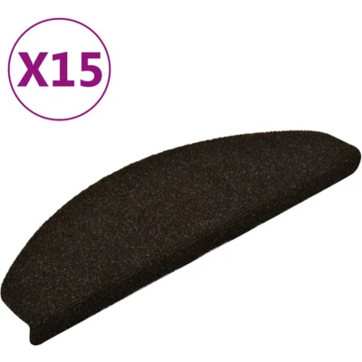 Afbeelding van Trapmatten zelfklevend 15 st 65x21x4 cm naaldvilt donkerbruin