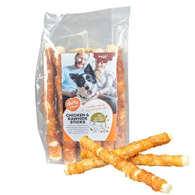Afbeelding van Duvo+ Meat! kip &amp; runderhuid sticks large 10 stuks 1KG