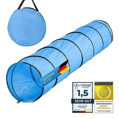 Afbeelding van hond Agility Tunnel Hondentunnel speeltunnel behendigheidstunnel grot incl. haringen en transporttas. (300 cm)
