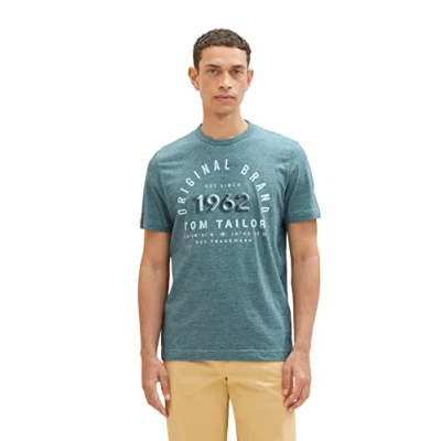 Afbeelding van TOM TAILOR Uomini T shirt 1035549, 32011 Navy Blue Stone Fine Stripe, L