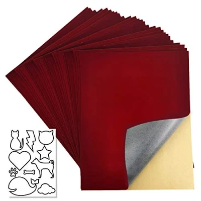 Afbeelding van 20 stuks zelfklevend fluwelen laken, zelfklevende flanellen stof voor juwelendoos, pluisvoering, plakkerig, maat: x 30 cm (donkerrood)