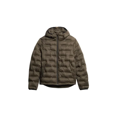 Afbeelding van Superdry Mannen Gewatteerde Pufferjas met Capuchon Bruin Grootte: M