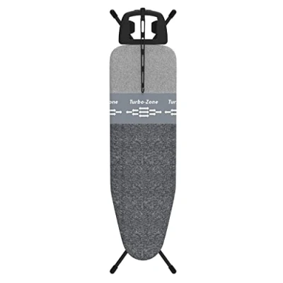 Afbeelding van Rörets Dual Action Strijkplank, technologie, Turbo &amp; Parkeer Zone, 4 laagse bekleding en overtrek, in hoogte verstelbaar, stabiele strijkijzerplank, kabelhouder, strijkoppervlak 38 x 120 cm