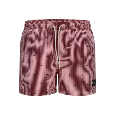 Afbeelding van Jack &amp; Jones Jpstmaui MINI Stripe Zwemshorts, Heren, Maat: Small, True red