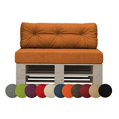 Afbeelding van Chilly Pilley Palletkussen Schuimvlokken Palletmeubilair Palletbank Rugleuning Gewatteerd Zitkussen Verwijderbare Zijkussenset (Set Van 2, Oranje)