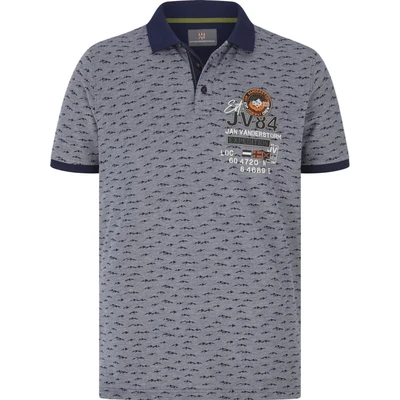 Afbeelding van Jan Vanderstorm Halvesen Poloshirt, Heren, Maat: Large, Blau gemustert