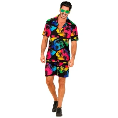 Afbeelding van Widmann Hawaii &amp; Carribean Tropisch Kostuum Sunset Palmboom Man Multicolor Small / Medium Carnavalskleding Verkleedkleding