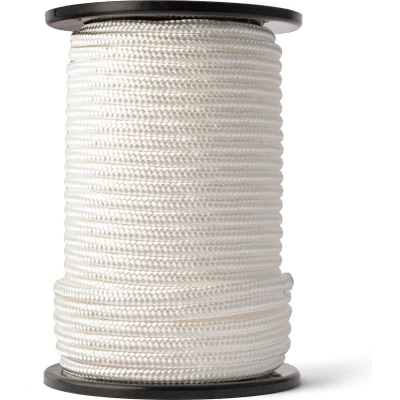 Afbeelding van SNURO Gevlochten nylon Touw (8mm, 50M) Slijtvast koord in sterke witte polyamide Paracord met zeer hoge breeksterktes