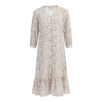 Afbeelding van usha MIT Blumenprint Jurk, Dames, Maat: 42, Wollweiss mehrfarbig