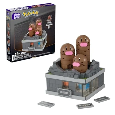 Afbeelding van MEGA Pokémon, bouwset van actiefiguur, Mini Motion Dugtrio met opduikende beweging, 343 onderdelen, bouw en showspeelgoed voor verzamelaars, HTH73