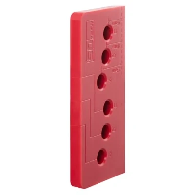 Afbeelding van SOTECH montagesjabloon voor balkondeurbeugel SEJA met de afmetingen 82 x 52,5 20 mm 48 rijen boorgaten 16 18 en 23 afstand