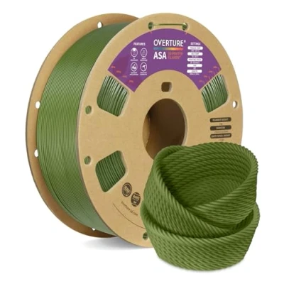 Afbeelding van OVERTURE ASA Filament 1.75mm, 1kg Spool (2.2lbs) 3D Printer Filament, Premium Anti UV, Perfect for Printing Outdoor Functional Parts, Dimensional Accuracy +/ 0.02 mm(Olive Green)