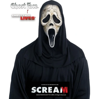 Afbeelding van Fun World Ghost Face Masker met Capuchon Scream Halloween Horror Verkleed Griezel Eng Killer Verkleedaccessoire Officiële Licentie Wit
